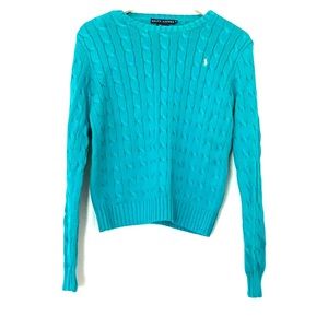 Turquoise Ralph Lauren Cable Knit Sweater Size M